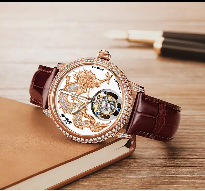 Unisex Luxury Sapphire Flying Movement Tourbillon Mechanical Wristwatch