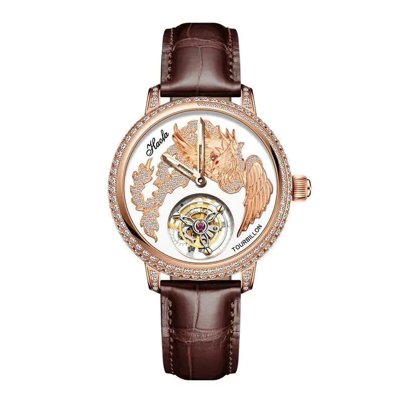 Unisex Luxury Sapphire Flying Movement Tourbillon Mechanical Wristwatch