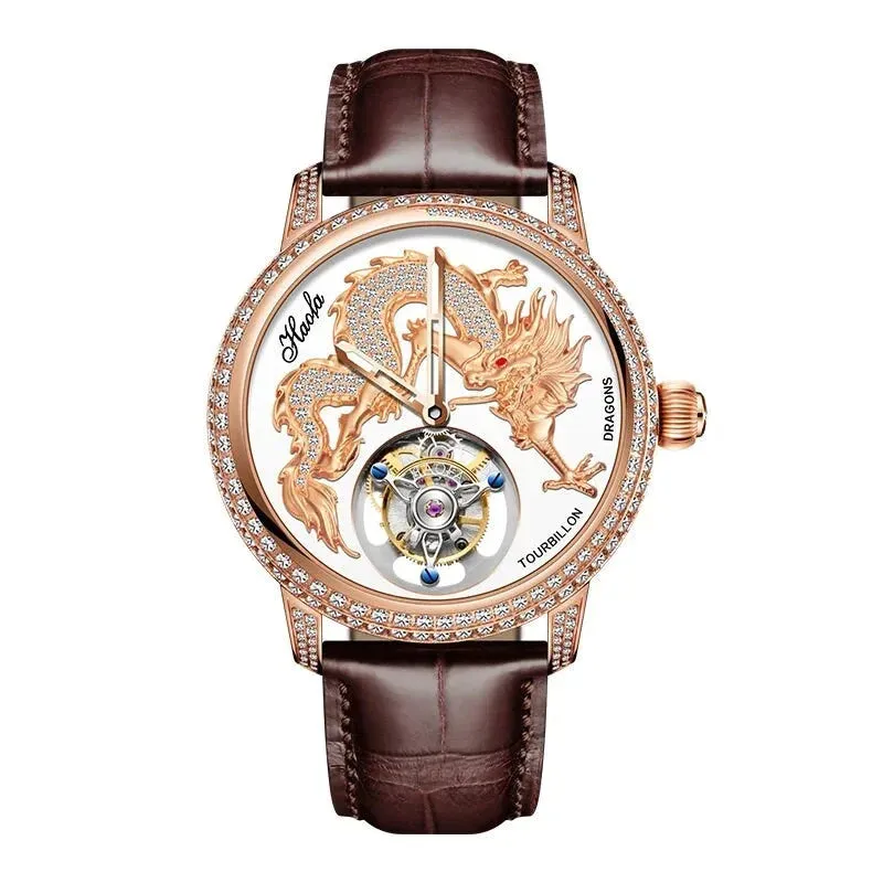 Unisex Luxury Sapphire Flying Movement Tourbillon Mechanical Wristwatch