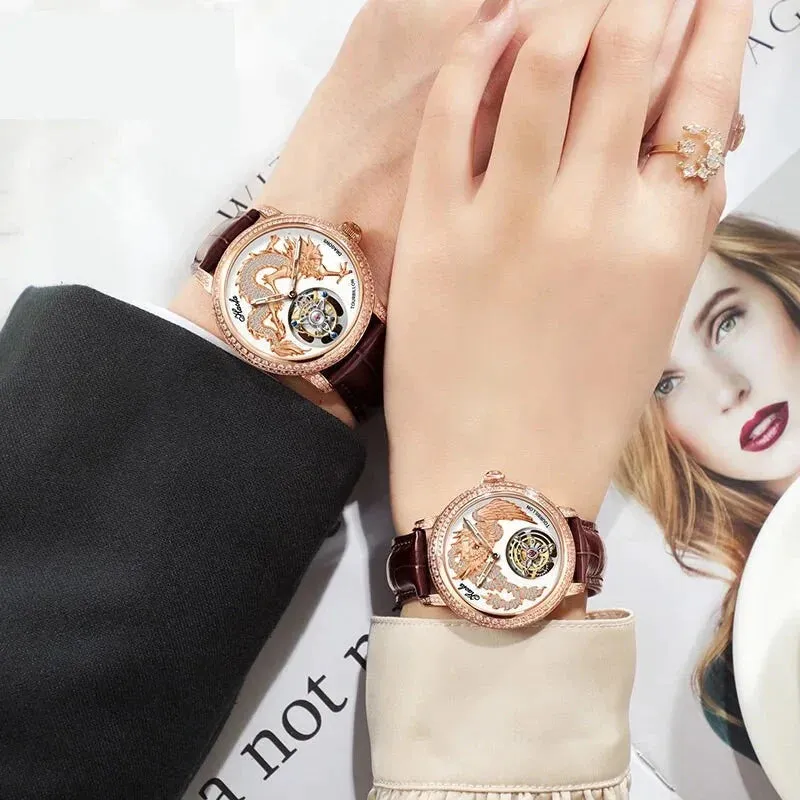Unisex Luxury Sapphire Flying Movement Tourbillon Mechanical Wristwatch
