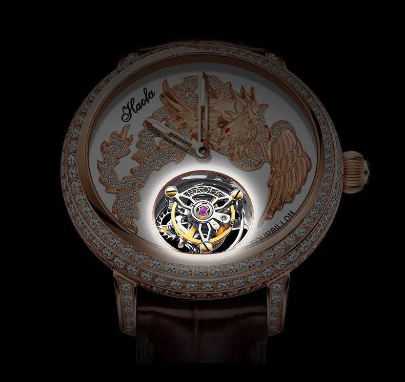 Unisex Luxury Sapphire Flying Movement Tourbillon Mechanical Wristwatch