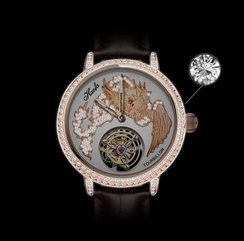 Unisex Luxury Sapphire Flying Movement Tourbillon Mechanical Wristwatch