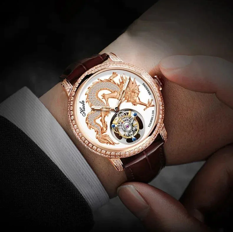 Unisex Luxury Sapphire Flying Movement Tourbillon Mechanical Wristwatch