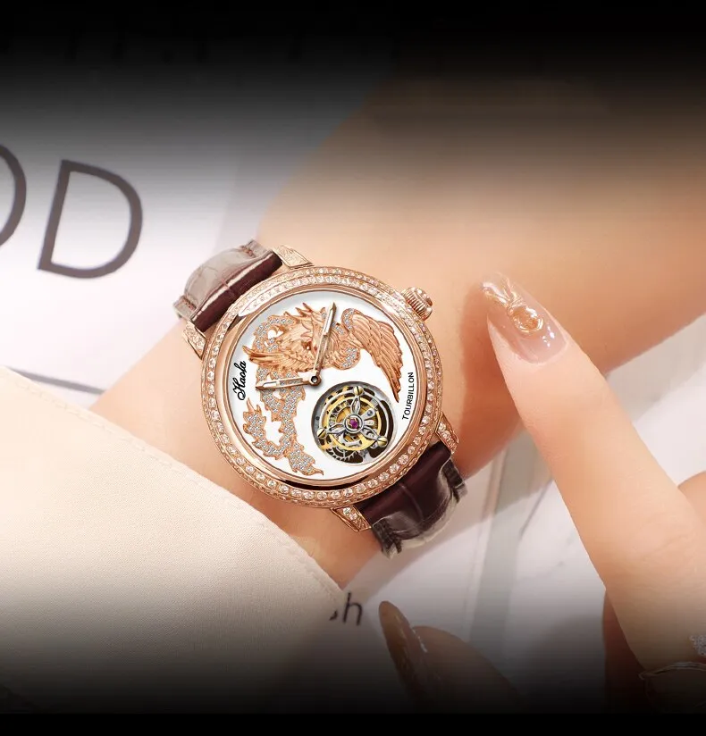 Unisex Luxury Sapphire Flying Movement Tourbillon Mechanical Wristwatch