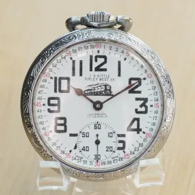 Vintage C. H. Kittle Ripley West VA Swiss Made Railroad Style Pocket Watch 17 Jewels
