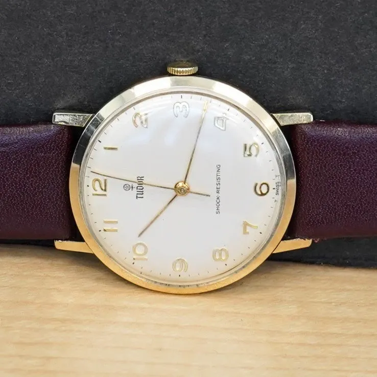 Vintage TUDOR Dress Watch Shock Resistant 17 Rubies Swiss Wristwatch - 9K GOLD