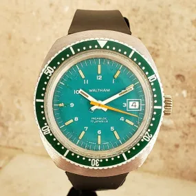 Vintage Waltham Diver Date Wristwatch Swiss Caliber 140-1A 17 Jewels Watch