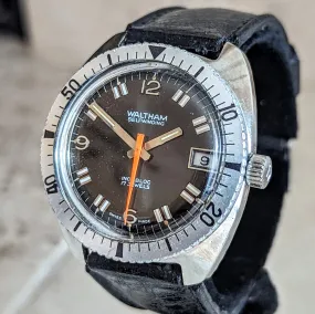 WALTHAM Self-Winding Skindiver Wristwatch Vintage Watch 17 Jewels Date Indicator