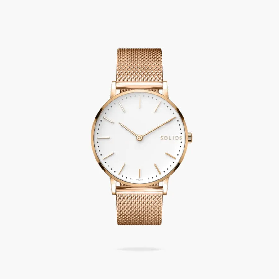 White   Rose Gold Solar Classic (Rose Gold Mesh Metal)