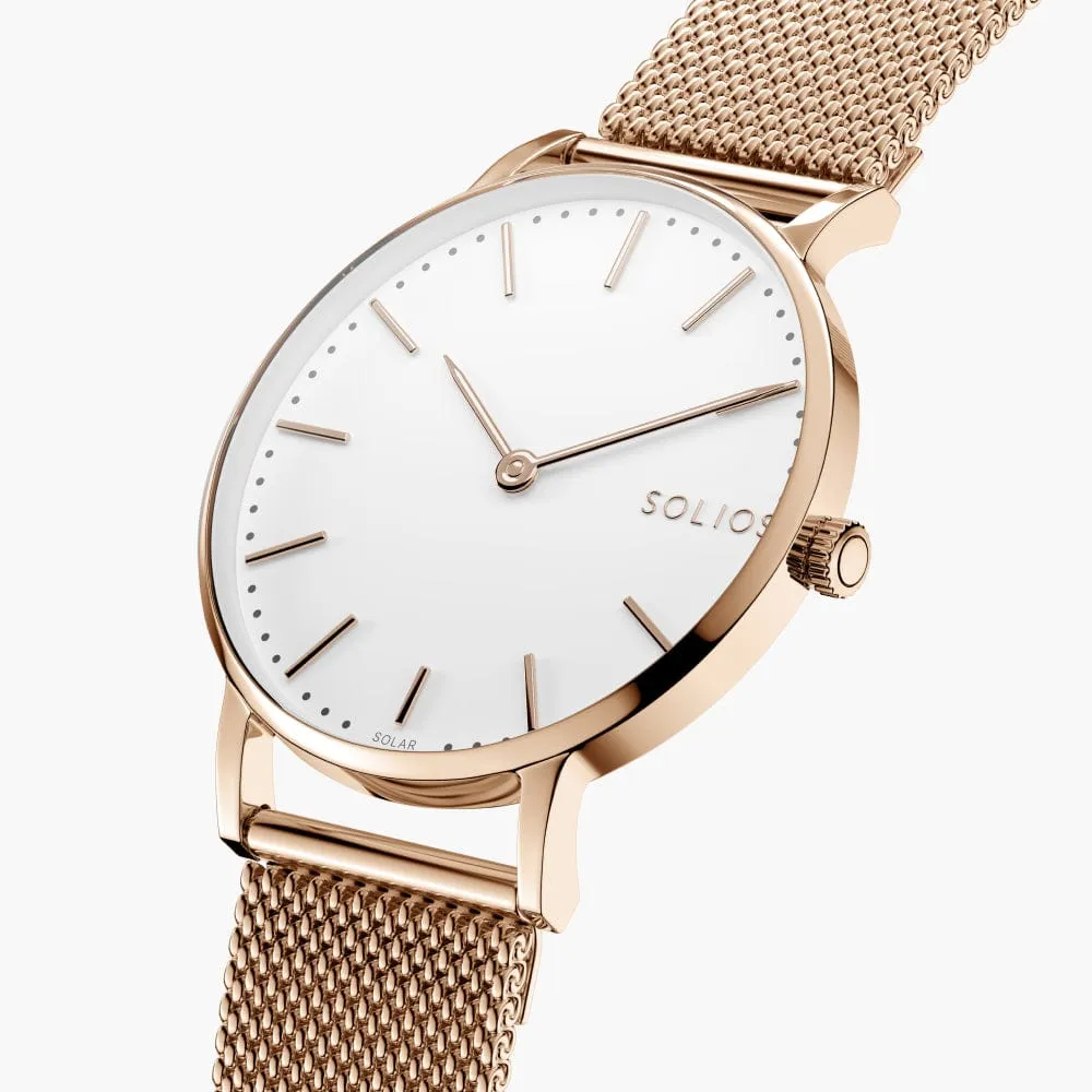 White   Rose Gold Solar Classic (Rose Gold Mesh Metal)