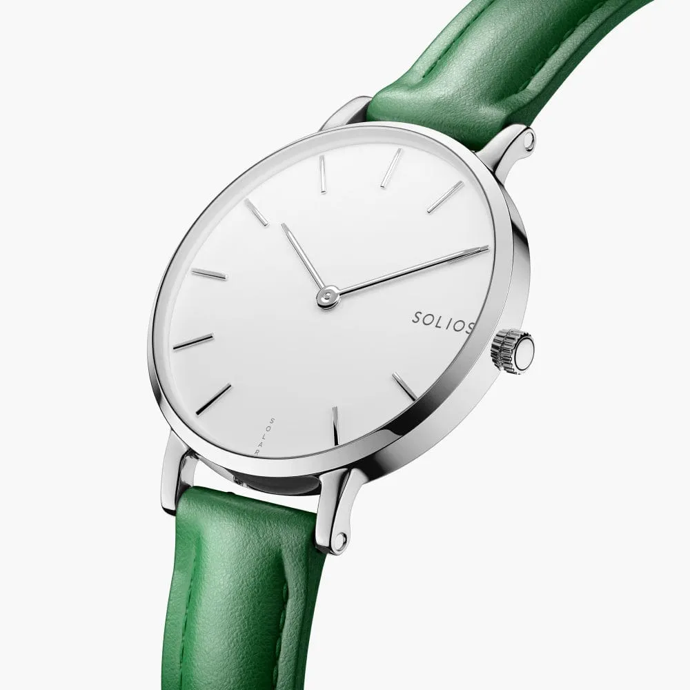 White   Silver Solar Mini (Green Eco Friendly Leather)
