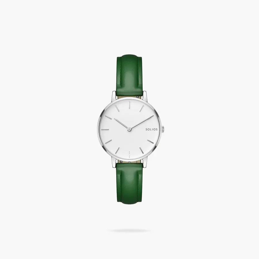 White   Silver Solar Mini (Green Eco Friendly Leather)