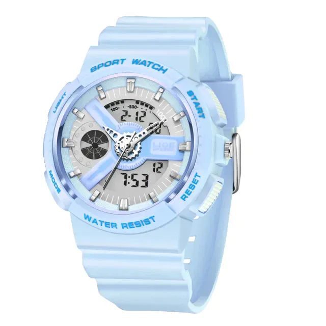 Women's Dual Display Analog Digital LED Electronic Waterproof Sports Watch