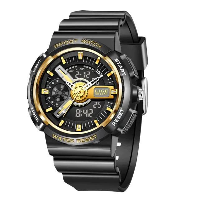 Women's Dual Display Analog Digital LED Electronic Waterproof Sports Watch