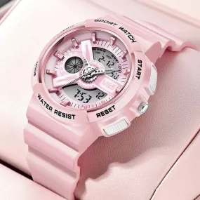 Women's Dual Display Analog Digital LED Electronic Waterproof Sports Watch