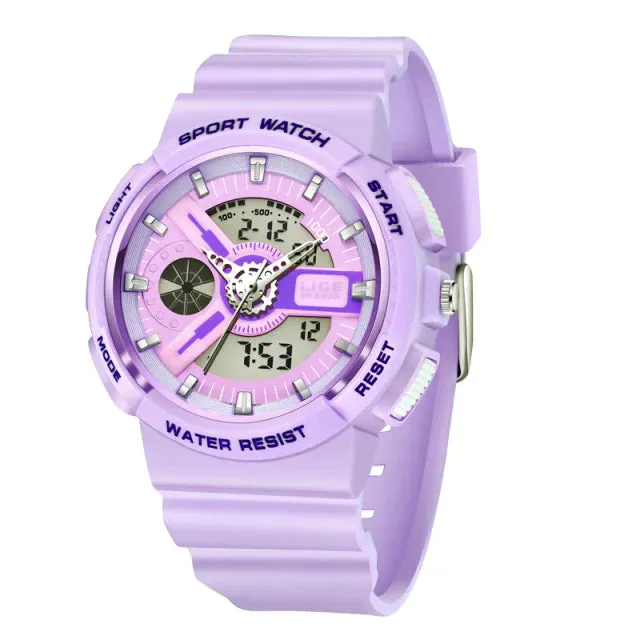 Women's Dual Display Analog Digital LED Electronic Waterproof Sports Watch