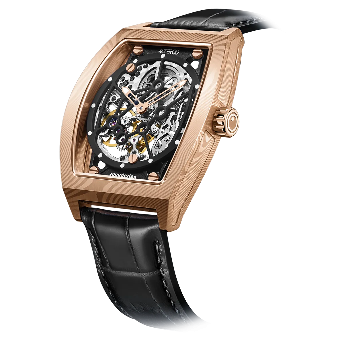 ZEROO M1D Damascus Steel THE AURIGA SKELETON MECHANICALAUTOMATIC WATCH FOR GENTS - ZM001DRBK