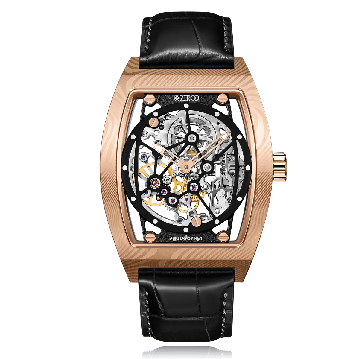 ZEROO M1D Damascus Steel THE AURIGA SKELETON MECHANICALAUTOMATIC WATCH FOR GENTS - ZM001DRBK