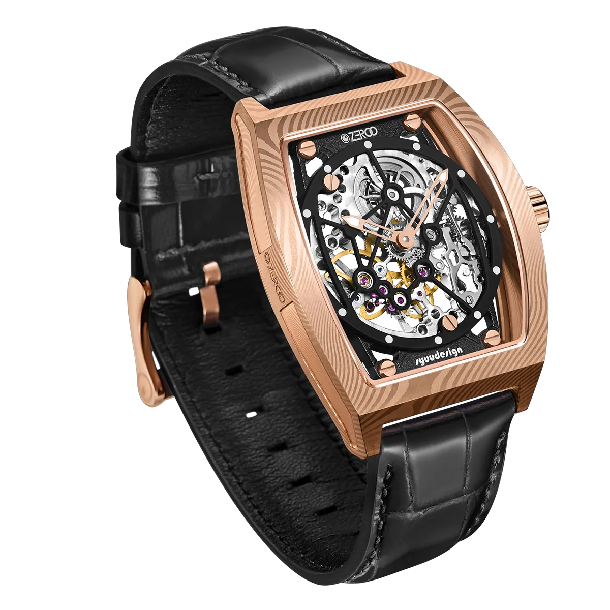 ZEROO M1D Damascus Steel THE AURIGA SKELETON MECHANICALAUTOMATIC WATCH FOR GENTS - ZM001DRBK