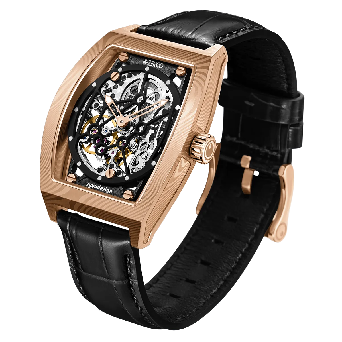 ZEROO M1D Damascus Steel THE AURIGA SKELETON MECHANICALAUTOMATIC WATCH FOR GENTS - ZM001DRBK